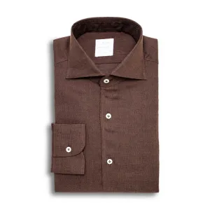 100% LINEN DARK BROWN SHIRT (W)