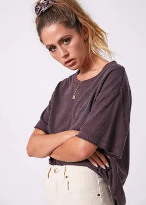 Afends Womens Slay - Hemp Oversized Tee - Mulberry