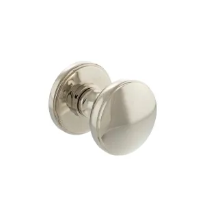 Atlantic Edison Solid Brass Domed Mortice Knob on Concealed Fix Rose - Polished Nickel