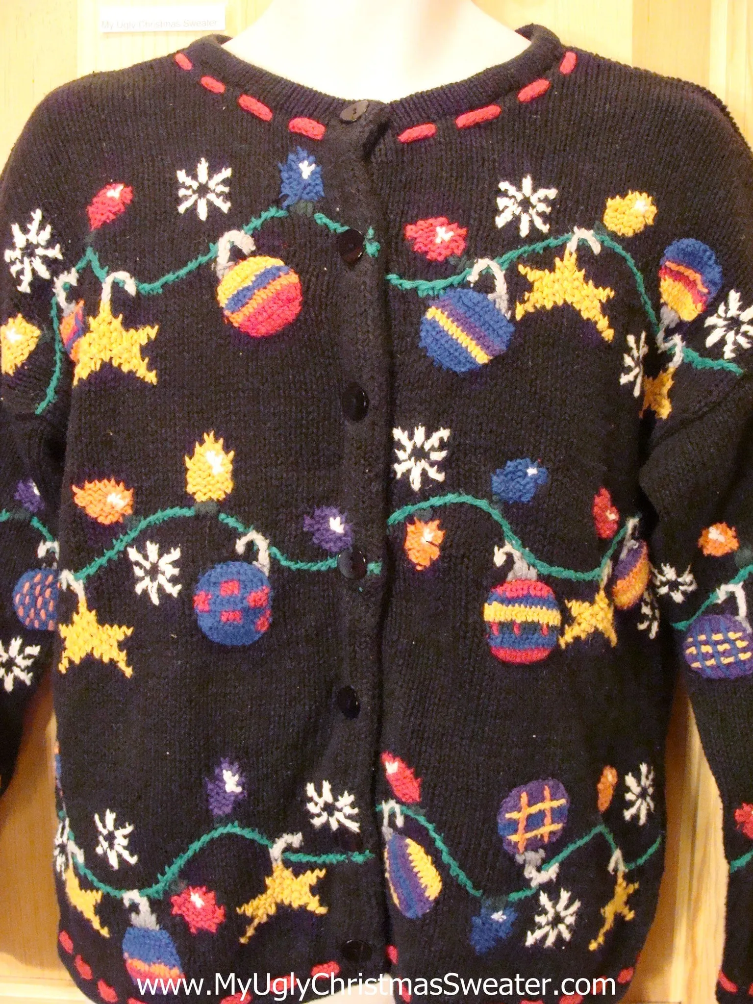 Black Colorful 2sided Funny Ugly Sweater Cardigan