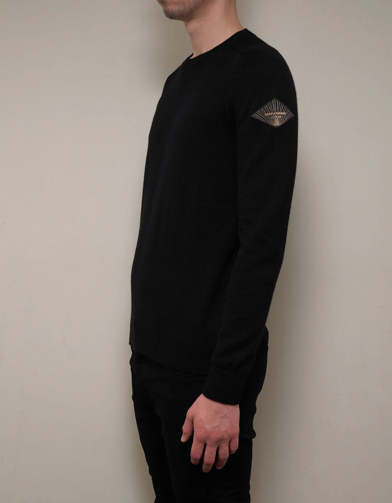 Black Logo Patch Cashmere Sweater