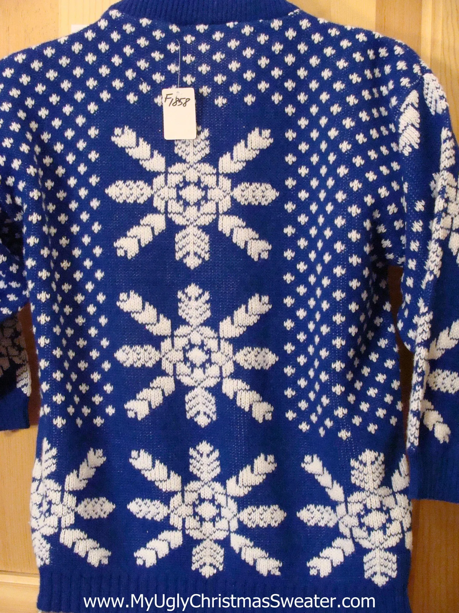 Blue 80s Huge Snowflake 2sided Funny Ugly Sweater