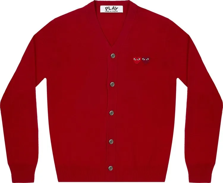 Cardigan Comme des Garçons PLAY Double Heart Cardigan 'Red', red