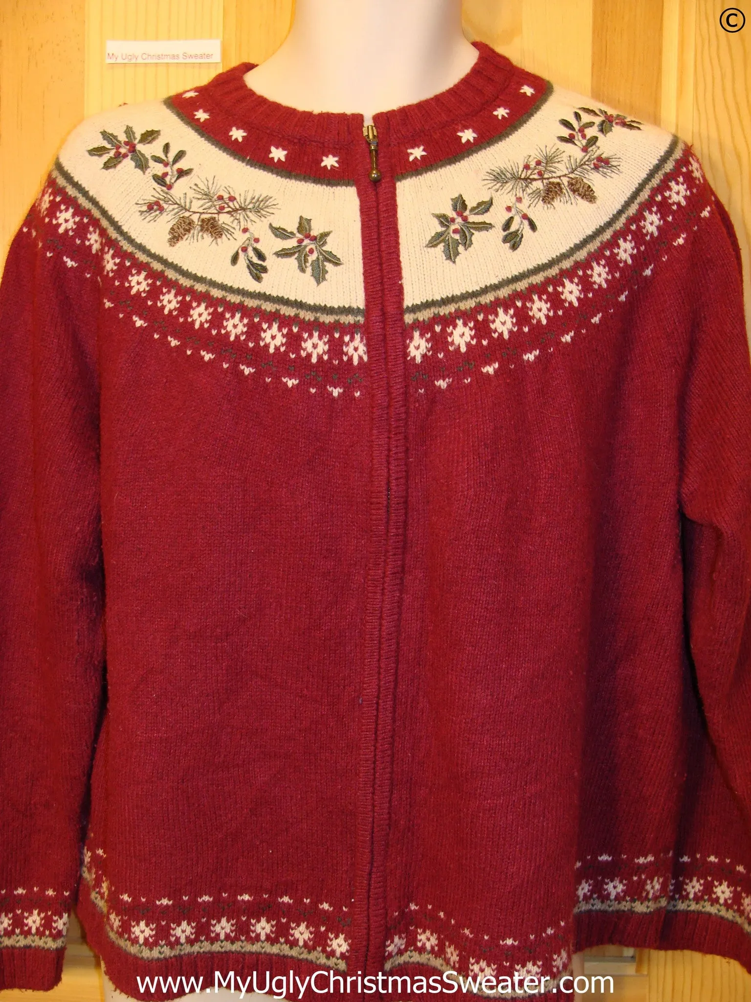 Cheap 2sided Nordic Red Christmas Sweater