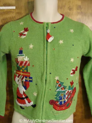 Child Green Ugly Christmas Sweater with Santa