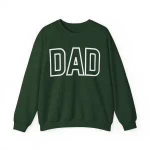 DAD Oversized Pullover Crewneck Sweatshirt, Gifts for Dad, Baby Shower Gifts, White on Forest Green, Father's Day Gift, Dad to be