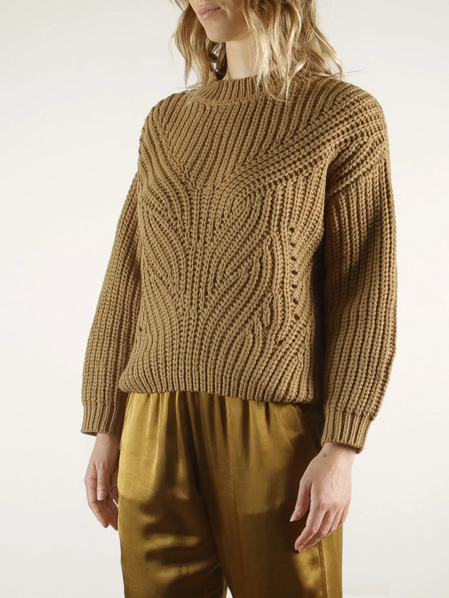 Ersa Crop Cotton Sweater - Praline