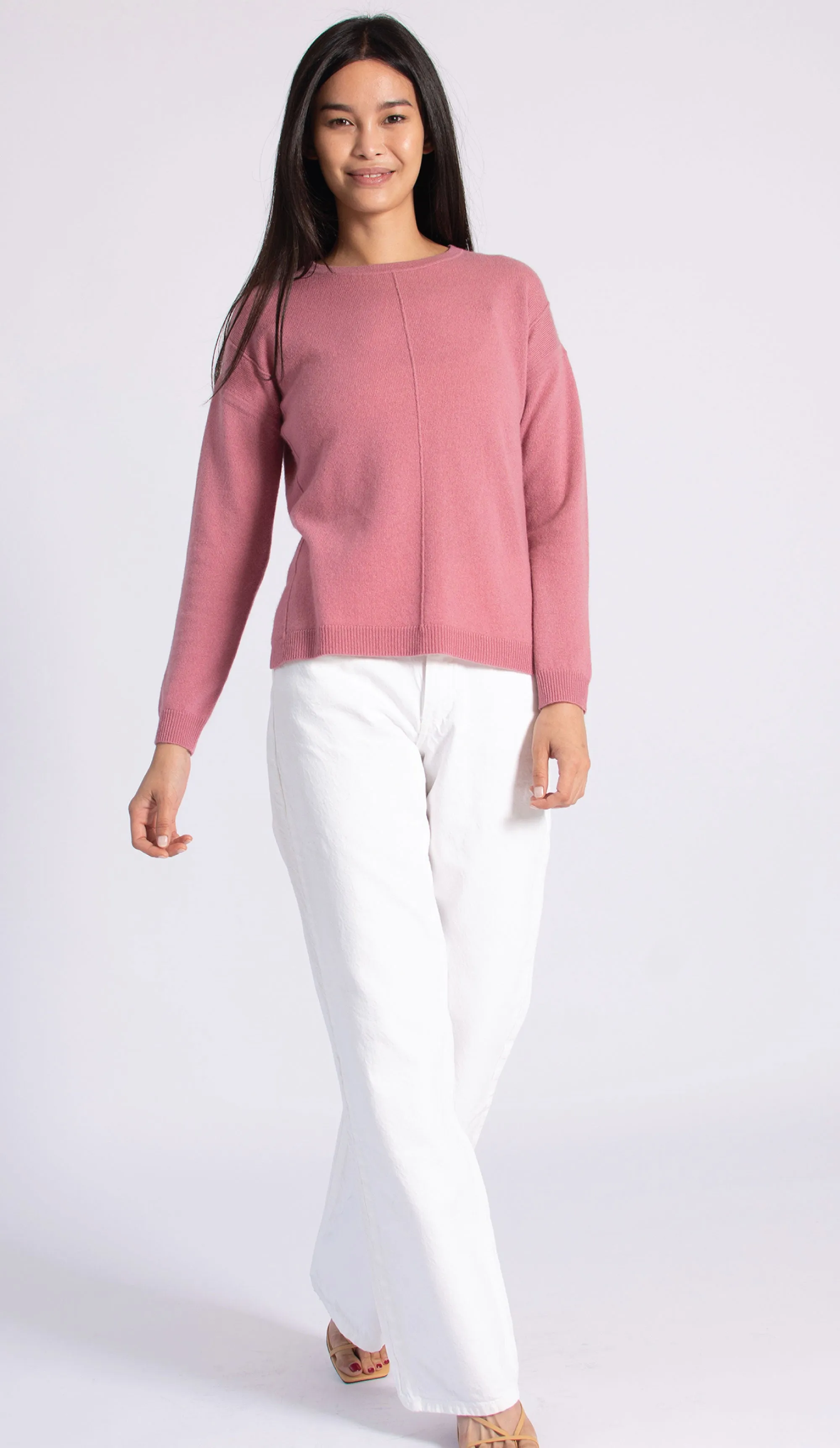 Exposed Seam Crewneck Cashmere Sweater