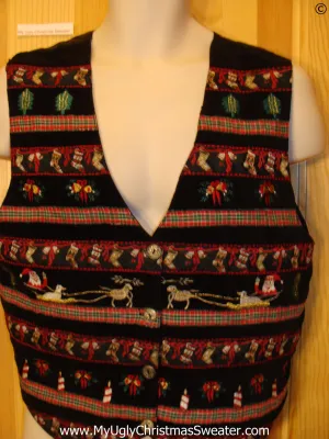 Festive Red Tacky Christmas Sweater Vest Bears