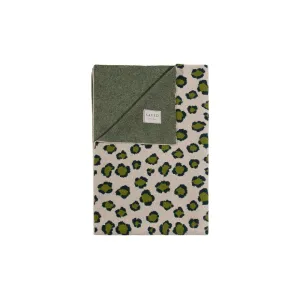 Green Leopard Print Cashmere Blankets by Saved NY