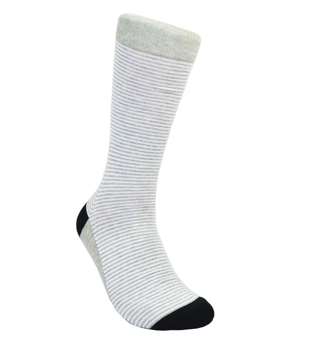 Grey Striped Cotton Dress Socks By Paul Malone