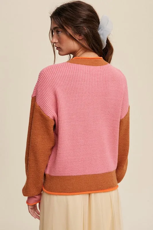 Harper Color Block Ribbed Knit Sweater