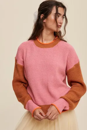 Harper Color Block Ribbed Knit Sweater