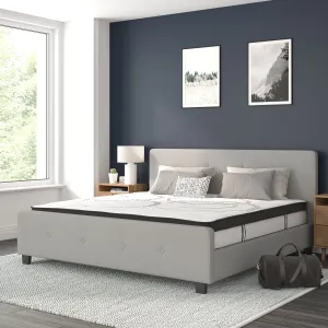 King Platform Bed Set-Gray HG-BM10-28-GG