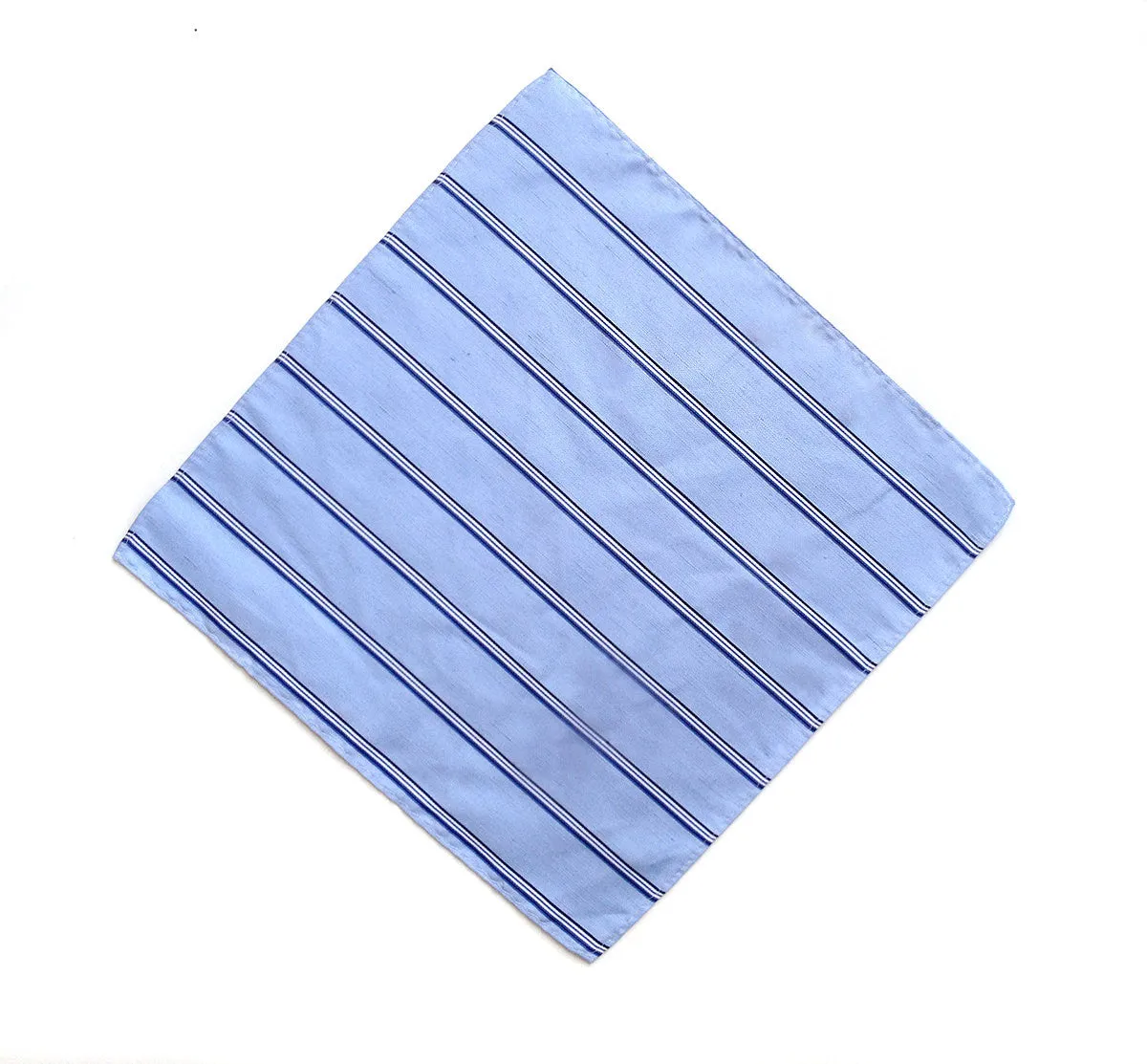 Light Blue Striped Linen Pocket Square. "Belle Isle."