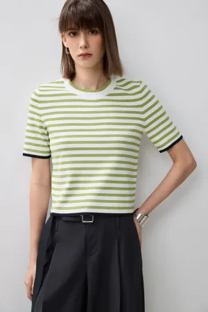 LILY Color-block Striped Knit Short Sleeve