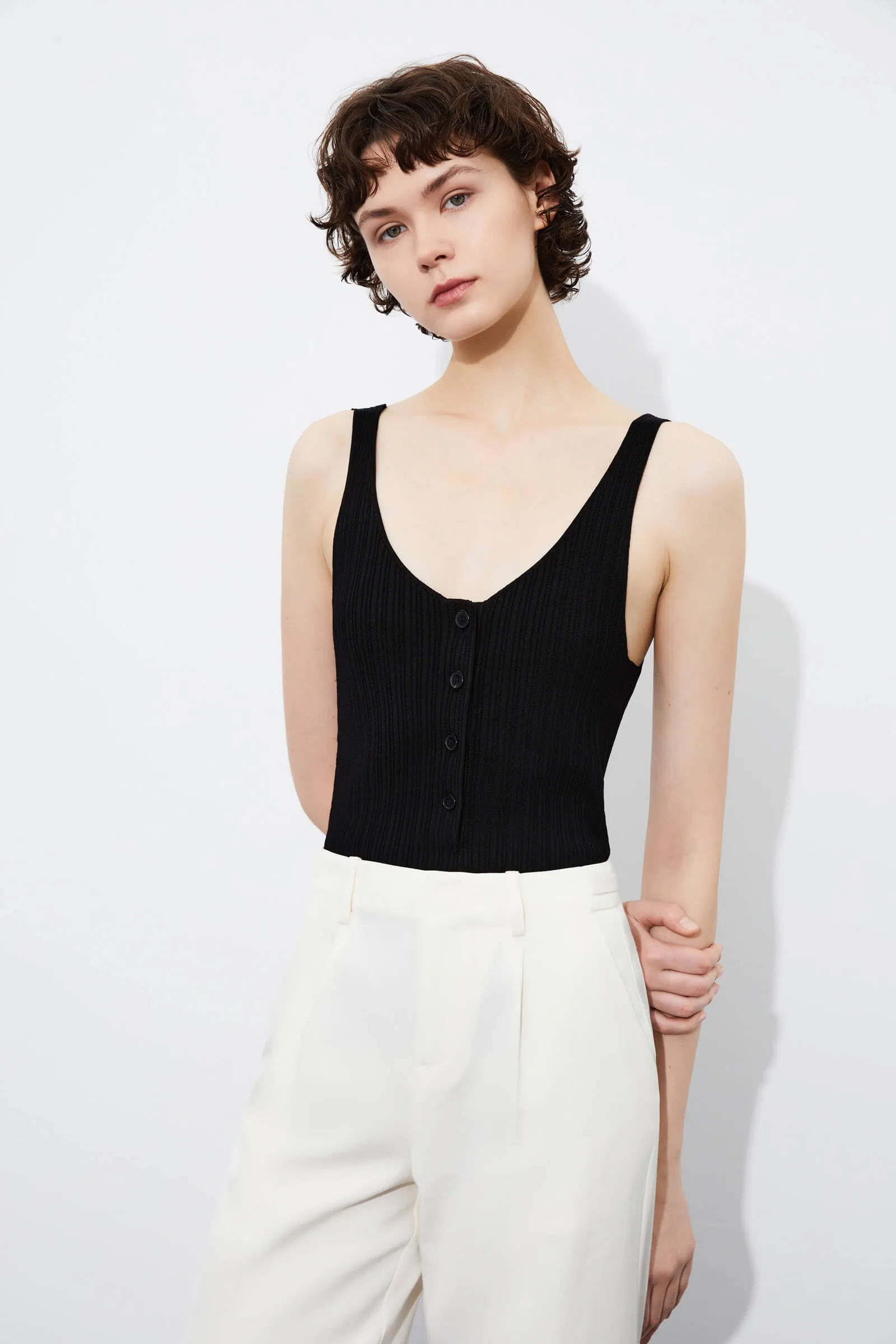 LILY Solid Color Knitted Camisole