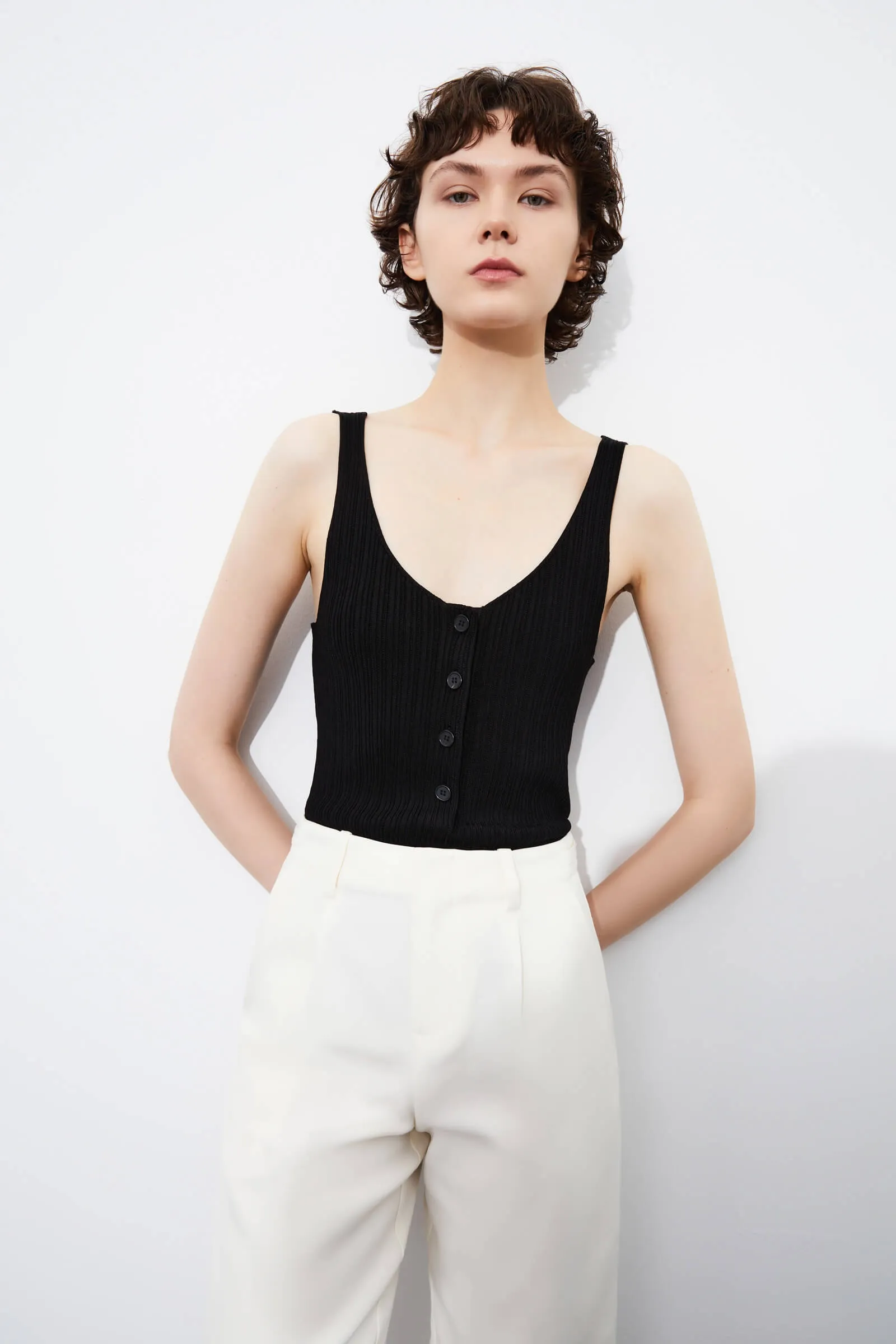 LILY Solid Color Knitted Camisole