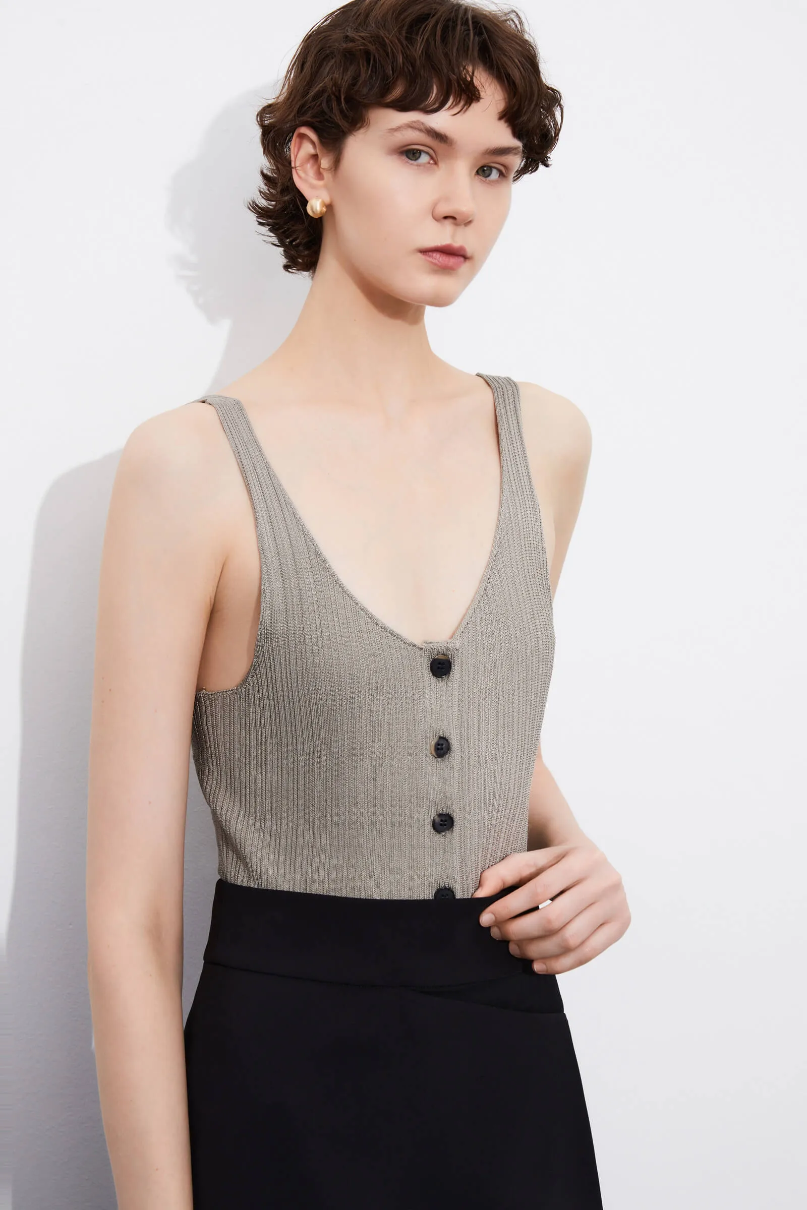 LILY Solid Color Knitted Camisole