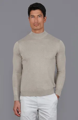 Mens Ultra Fine Cotton Mock Turtle Neck Jumper