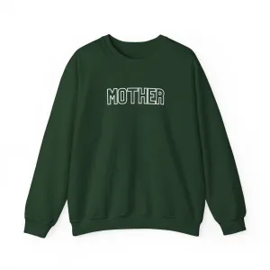 MOTHER Oversized Pullover Crewneck Sweatshirt, Gifts for Mom, Baby Shower Gifts, White on Hunter Green, Mother's Day Gift