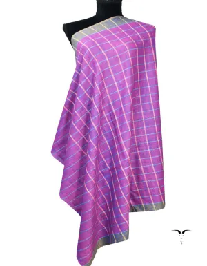 Purple Sky Blue and Pink Striped Pashmina Shawl 7231