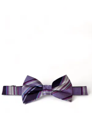 Purple Striped Silk Bow Tie