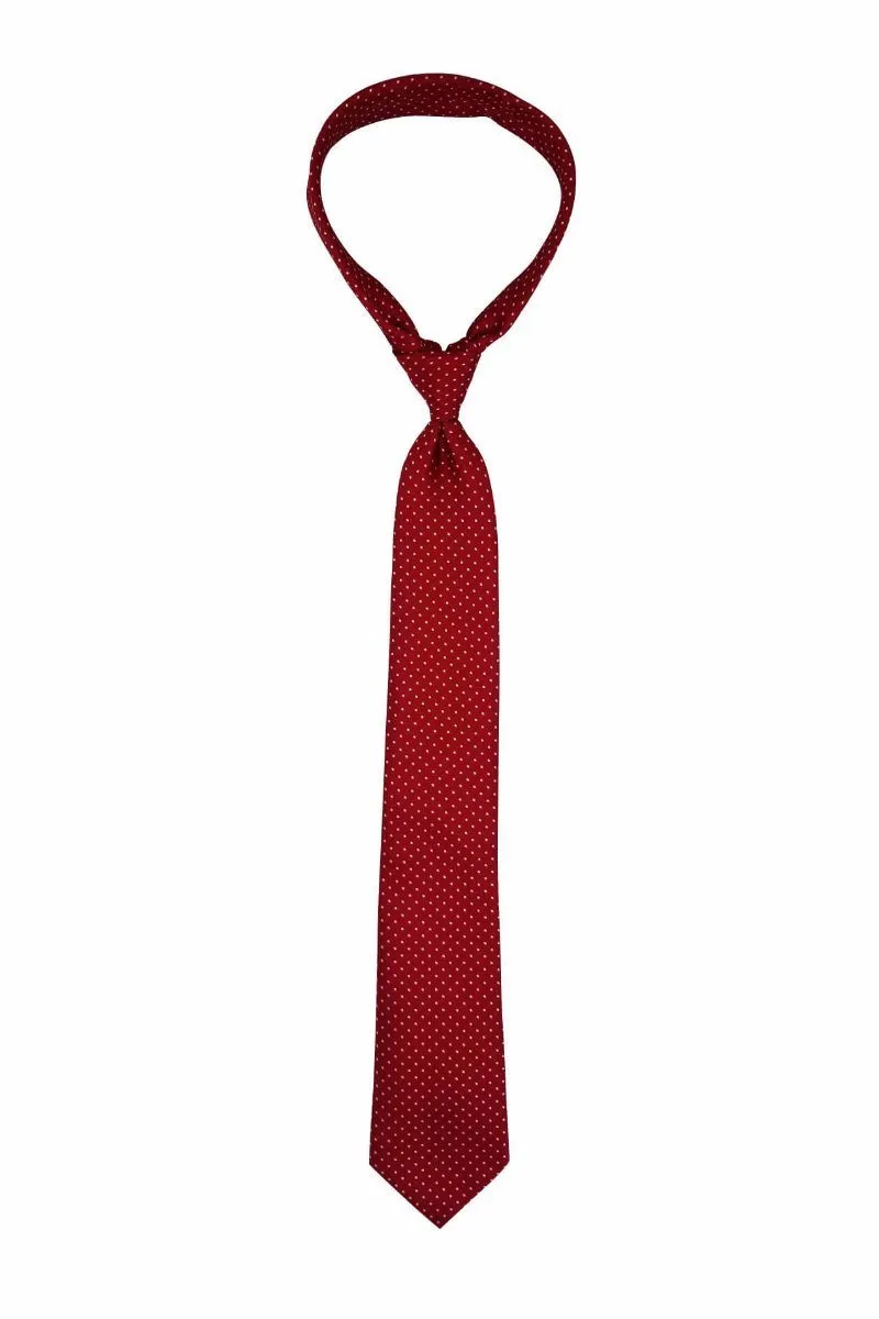 Red White Dotted Skinny Tie