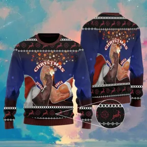 Santa And Jesus Christmas Ugly Christmas Sweater For Men & Women - Jesus Christ Sweater