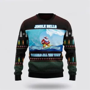 Santa Claus Surfing Ugly Christmas Sweater For Men And Women, Best Gift For Christmas, The Beautiful Winter Christmas Outfit