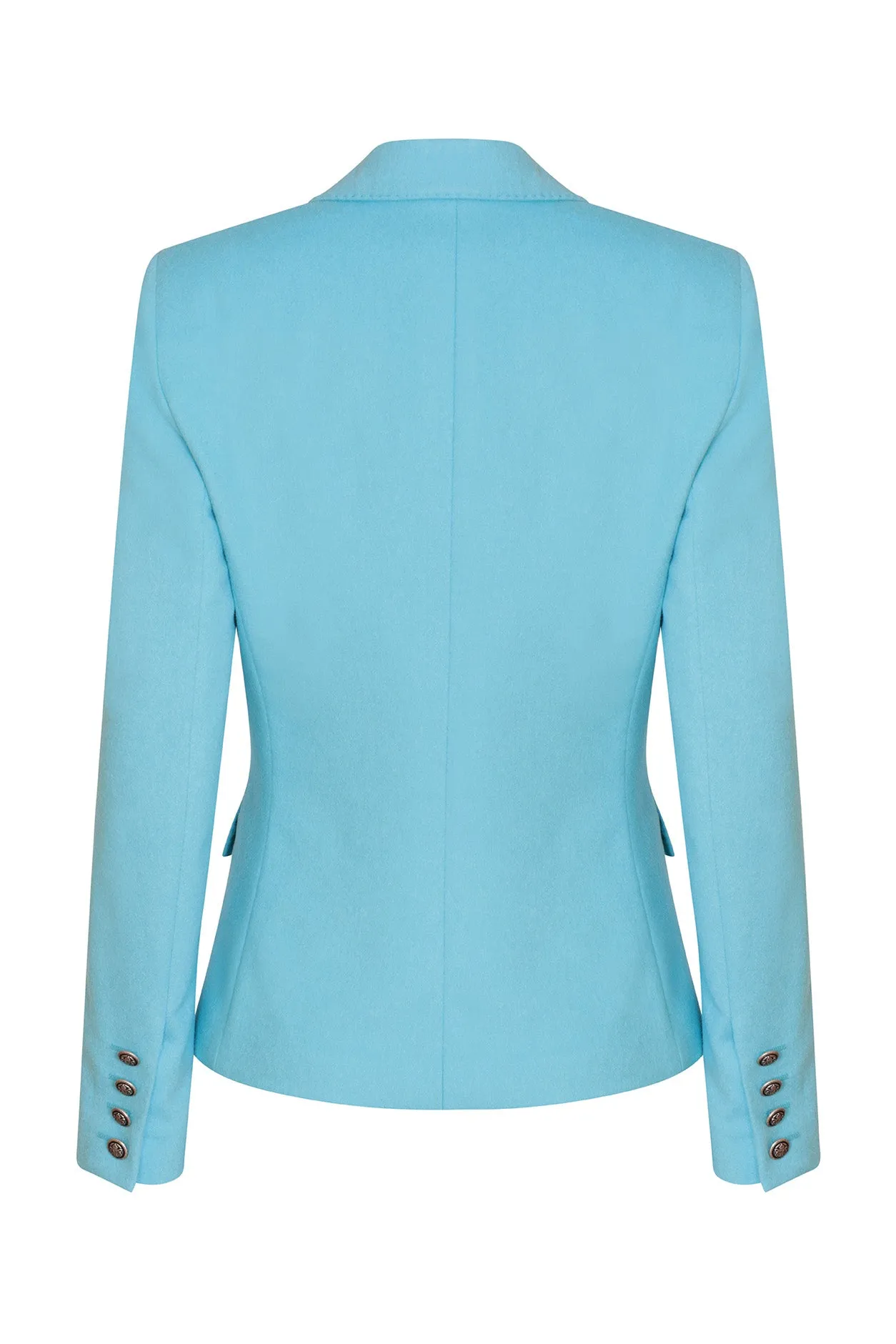 Smart Blazer Jacket in Soft Turquoise Doeskin - Inez