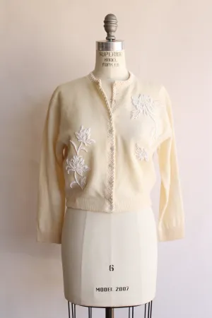 Vintage 1960s Beaded Ivory Cardigan by Bima Knits